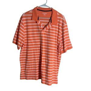 AmazonBasics Men Orange with White Stripes Polo L